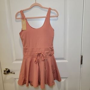 Popflex Active Twirl Dress Tank Coral Pink Tennis Fit and Flare Shelf Bra Skort